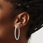 FJC Finejewelers 925 Sterling Silver Rhodium Plated CZ Hinged Oval Hoop Earrings 43 x 33 mm