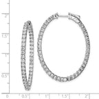 FJC Finejewelers 925 Sterling Silver Rhodium Plated CZ Hinged Oval Hoop Earrings 43 x 33 mm