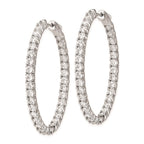 FJC Finejewelers 925 Sterling Silver Rhodium Plated CZ Hinged Oval Hoop Earrings 46 x 36 mm