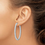 FJC Finejewelers 925 Sterling Silver Rhodium Plated CZ Hinged Oval Hoop Earrings 46 x 36 mm