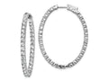 FJC Finejewelers 925 Sterling Silver Rhodium Plated CZ Hinged Oval Hoop Earrings 46 x 36 mm