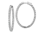 FJC Finejewelers 925 Sterling Silver Rhodium Plated CZ Hinged Oval Hoop Earrings 46 x 36 mm
