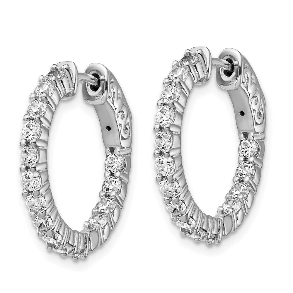 FJC Finejewelers 925 Sterling Silver Rhodium Plated CZ 30 Stone In and Out Hoop Earrings 20 x 19 mm