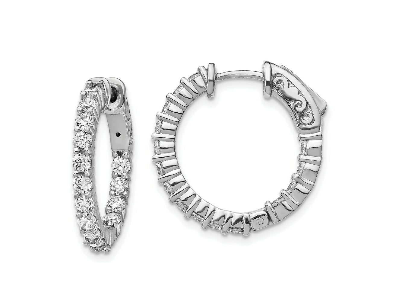 FJC Finejewelers 925 Sterling Silver Rhodium Plated CZ 30 Stone In and Out Hoop Earrings 20 x 19 mm