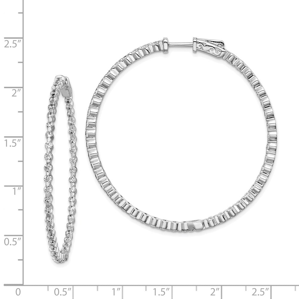 FJC Finejewelers 925 Sterling Silver Rhodium Plated CZ In and Out Hinged Hoop Earrings 44 x 45 mm