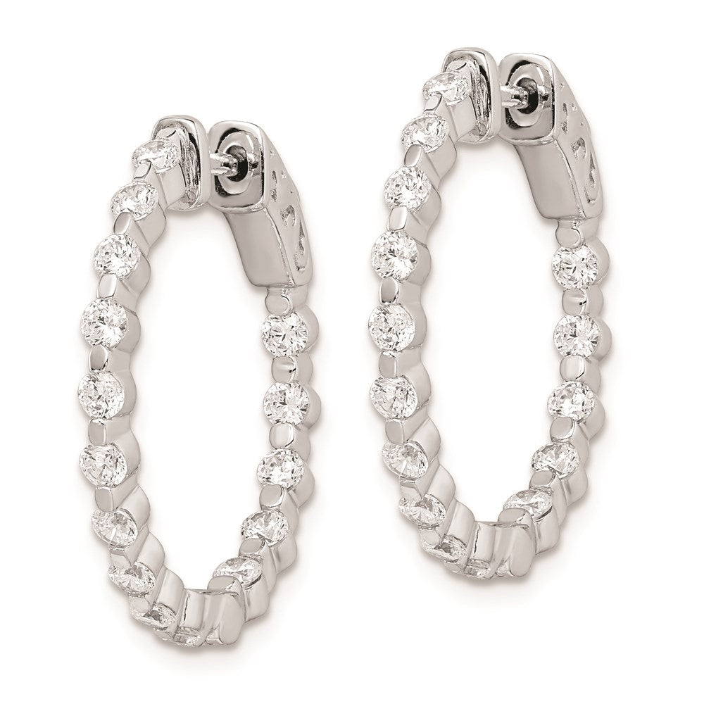 FJC Finejewelers 925 Sterling Silver Rhodium Plated CZ In and Out Hinged Hoop Earrings 25 x 25 mm