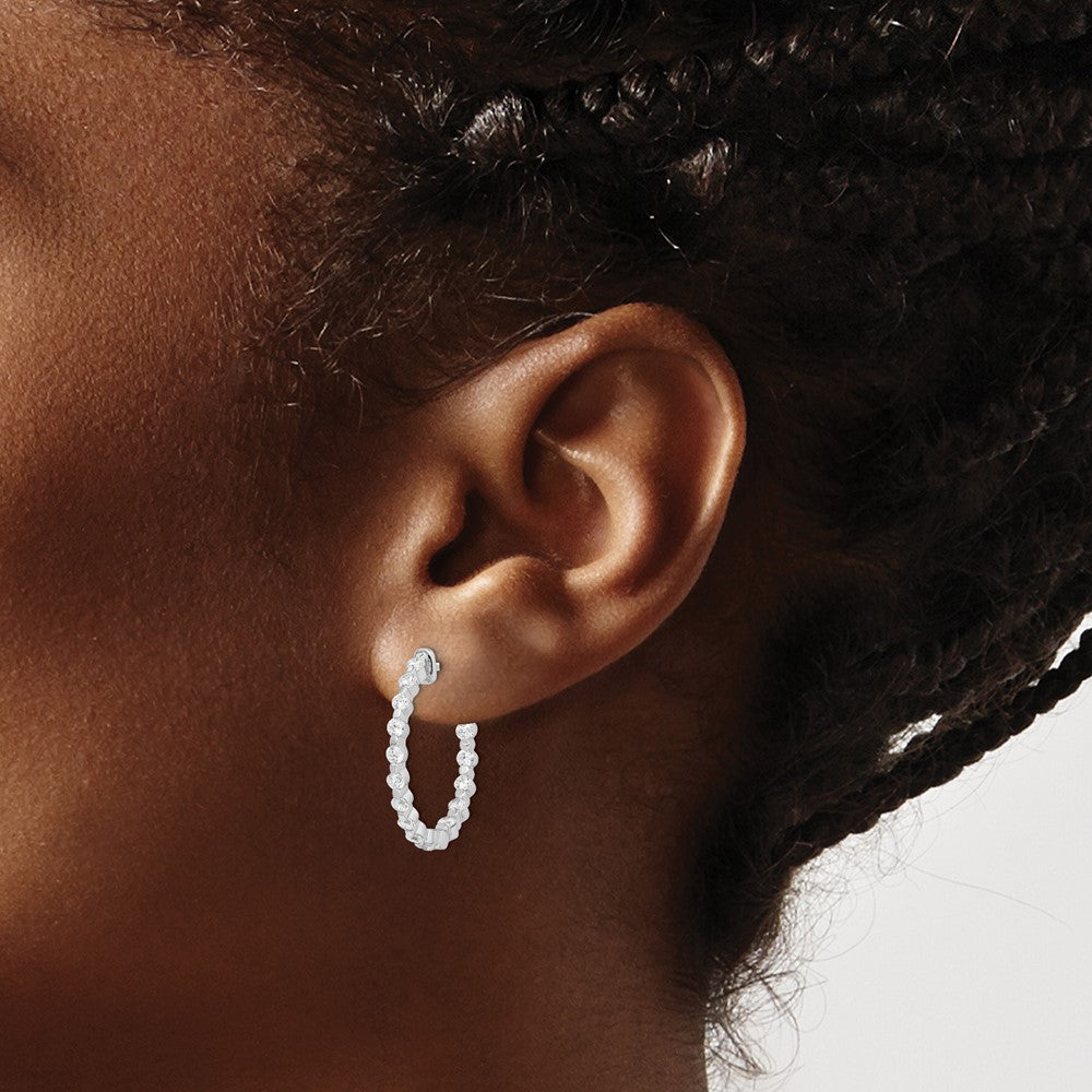 FJC Finejewelers 925 Sterling Silver Rhodium Plated CZ In and Out Hinged Hoop Earrings 25 x 25 mm
