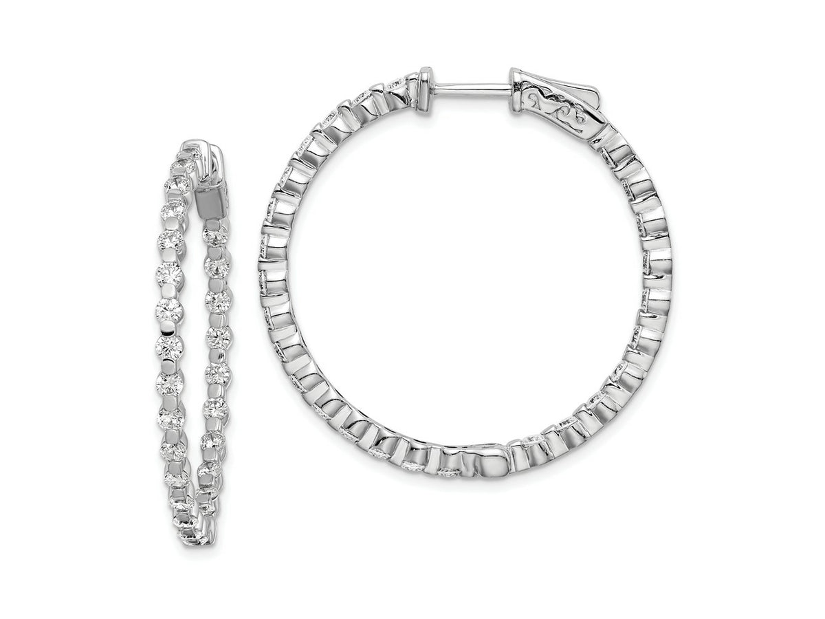 FJC Finejewelers 925 Sterling Silver Rhodium Plated CZ In and Out Hinged Hoop Earrings 36 x 36 mm
