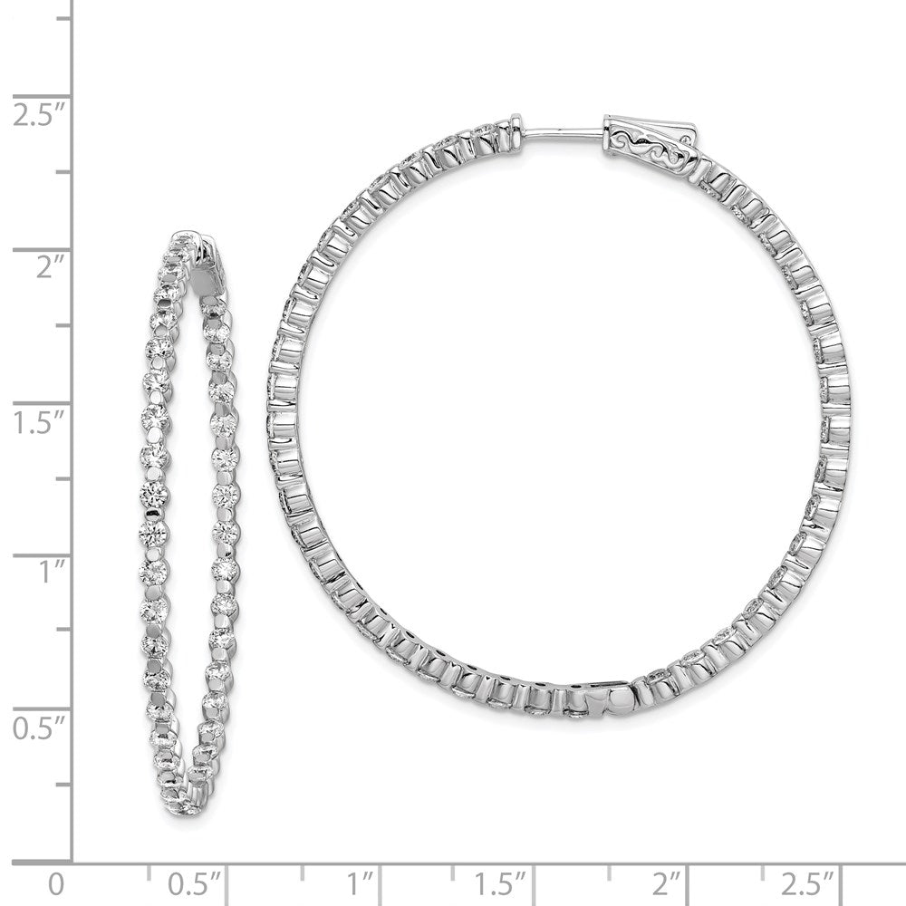 FJC Finejewelers 925 Sterling Silver Rhodium Plated CZ In and Out Hinged Hoop Earrings 49 x 48 mm
