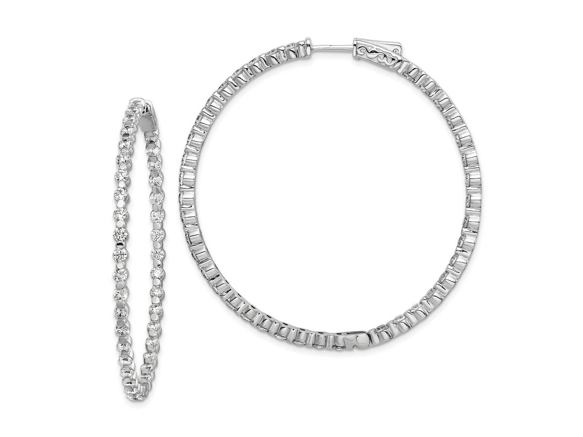 FJC Finejewelers 925 Sterling Silver Rhodium Plated CZ In and Out Hinged Hoop Earrings 49 x 48 mm