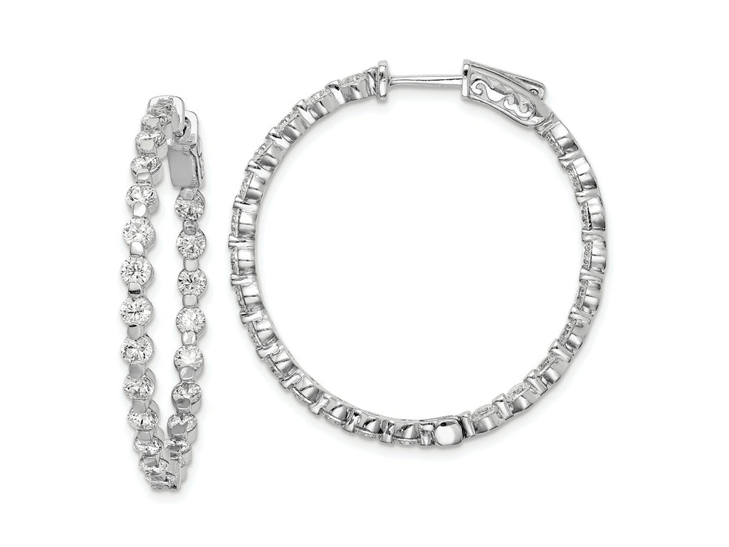 FJC Finejewelers 925 Sterling Silver Rhodium Plated CZ In and Out Hinged Hoop Earrings 36 x 35 mm