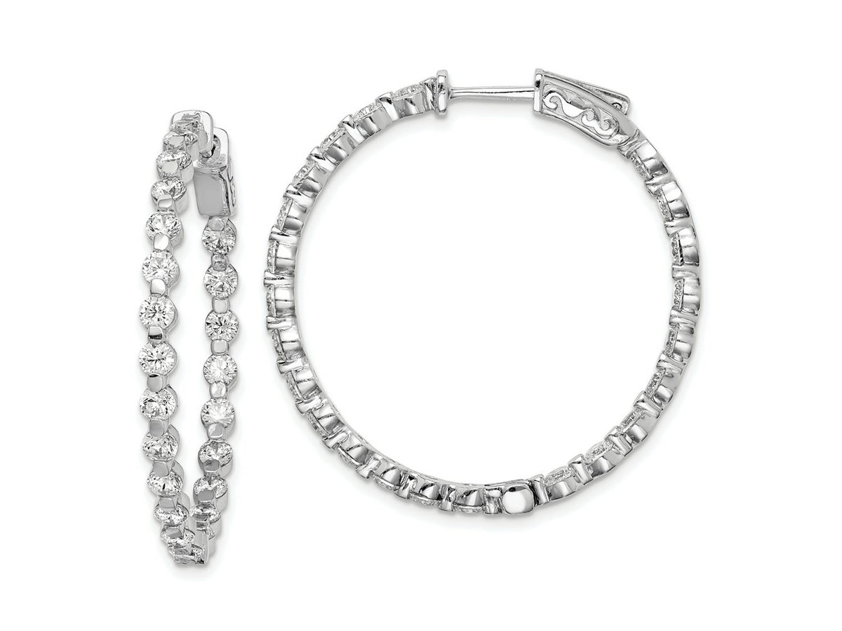 FJC Finejewelers 925 Sterling Silver Rhodium Plated CZ In and Out Hinged Hoop Earrings 36 x 35 mm