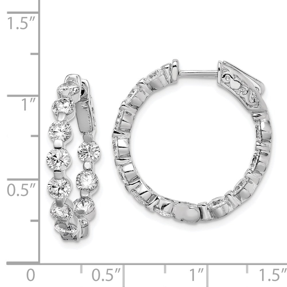 FJC Finejewelers 925 Sterling Silver Rhodium Plated CZ In and Out Hinged Hoop Earrings 25 x 24 mm