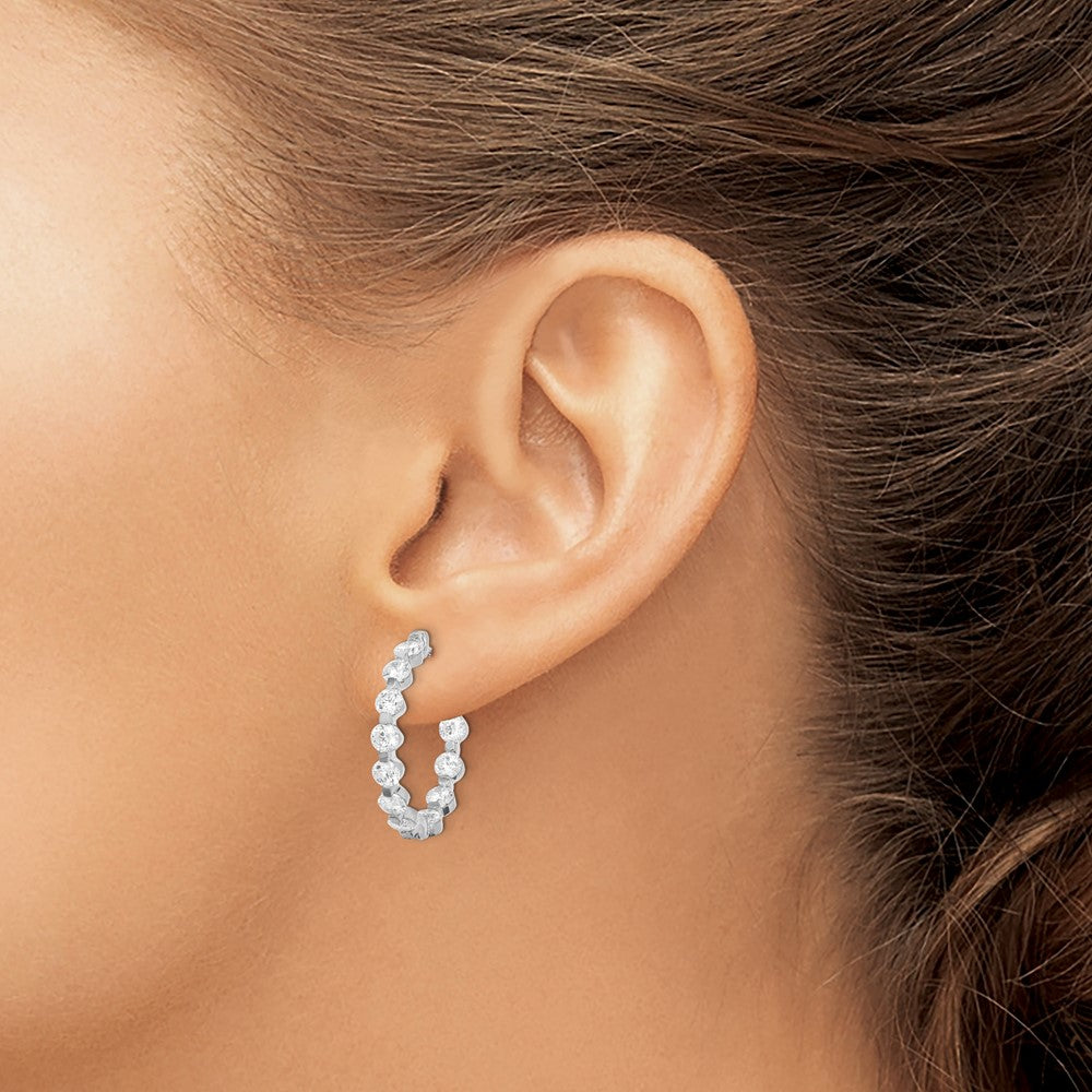 FJC Finejewelers 925 Sterling Silver Rhodium Plated CZ In and Out Hinged Hoop Earrings 25 x 24 mm