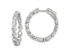 FJC Finejewelers 925 Sterling Silver Rhodium Plated CZ In and Out Hinged Hoop Earrings 25 x 24 mm
