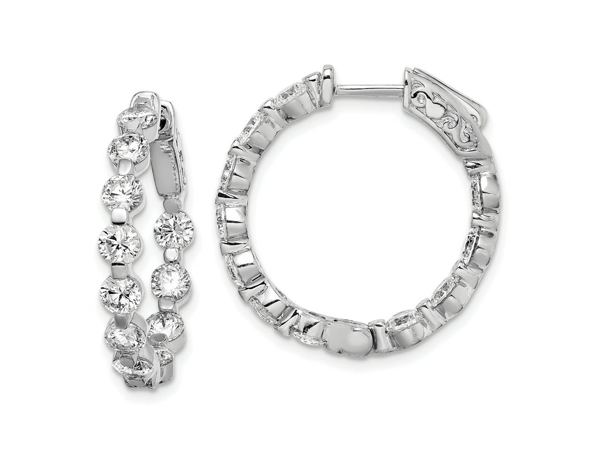 FJC Finejewelers 925 Sterling Silver Rhodium Plated CZ In and Out Hinged Hoop Earrings 25 x 24 mm