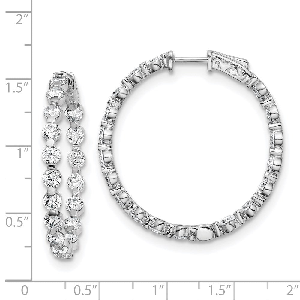 FJC Finejewelers 925 Sterling Silver Rhodium Plated CZ In and Out Hinged Hoop Earrings 36 x 35 mm