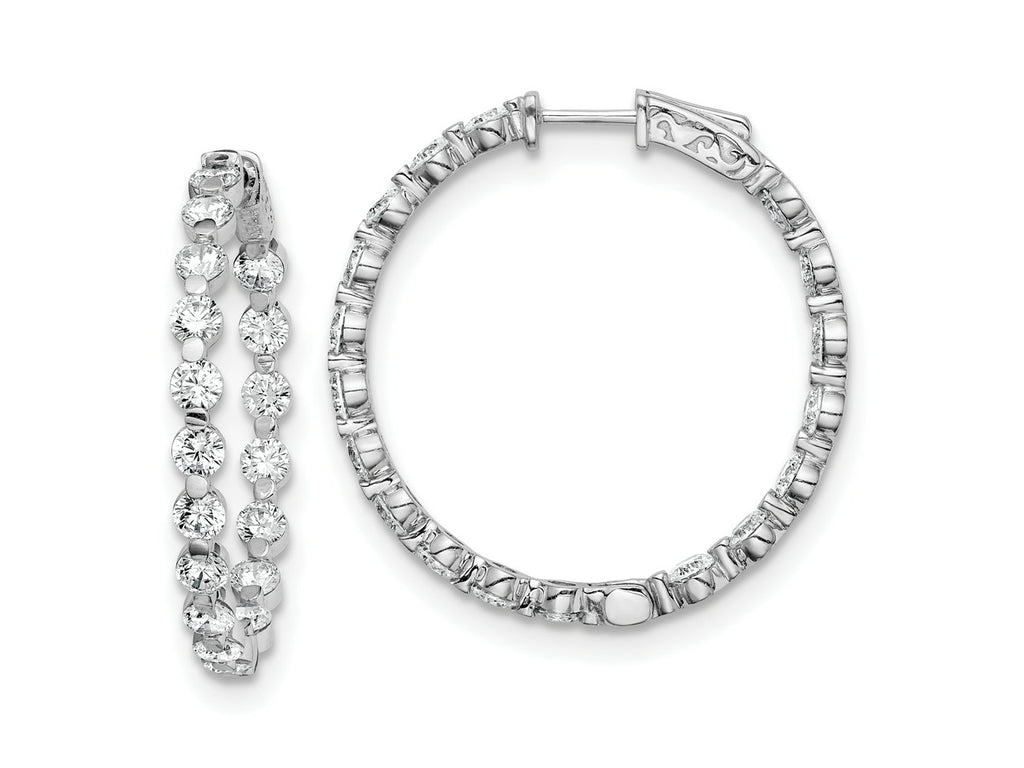FJC Finejewelers 925 Sterling Silver Rhodium Plated CZ In and Out Hinged Hoop Earrings 36 x 35 mm