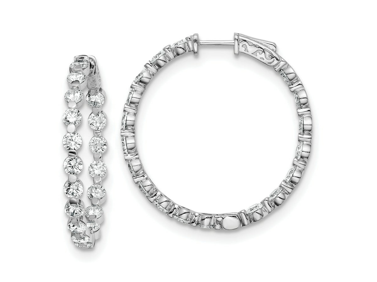 FJC Finejewelers 925 Sterling Silver Rhodium Plated CZ In and Out Hinged Hoop Earrings 36 x 35 mm