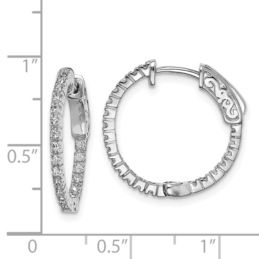 FJC Finejewelers 925 Sterling Silver Rhodium Plated CZ In and Out Hinged Hoop Earrings 18 x 19 mm