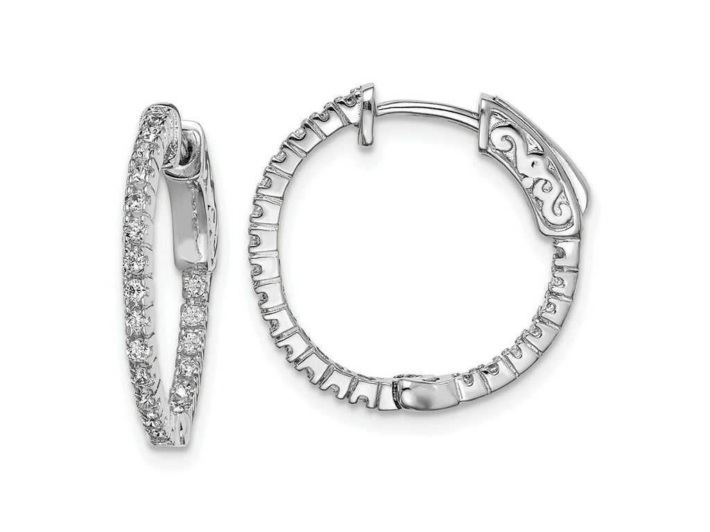 FJC Finejewelers 925 Sterling Silver Rhodium Plated CZ In and Out Hinged Hoop Earrings 18 x 19 mm