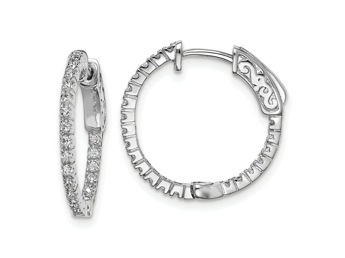 FJC Finejewelers 925 Sterling Silver Rhodium Plated CZ In and Out Hinged Hoop Earrings 18 x 19 mm