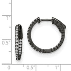 FJC Finejewelers 925 Sterling Silver Black Rhodium Plated In and Out CZ Round Hoop Earrings 18 x 19 mm