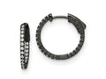 FJC Finejewelers 925 Sterling Silver Black Rhodium Plated In and Out CZ Round Hoop Earrings 18 x 19 mm