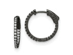 FJC Finejewelers 925 Sterling Silver Black Rhodium Plated In and Out CZ Round Hoop Earrings 18 x 19 mm