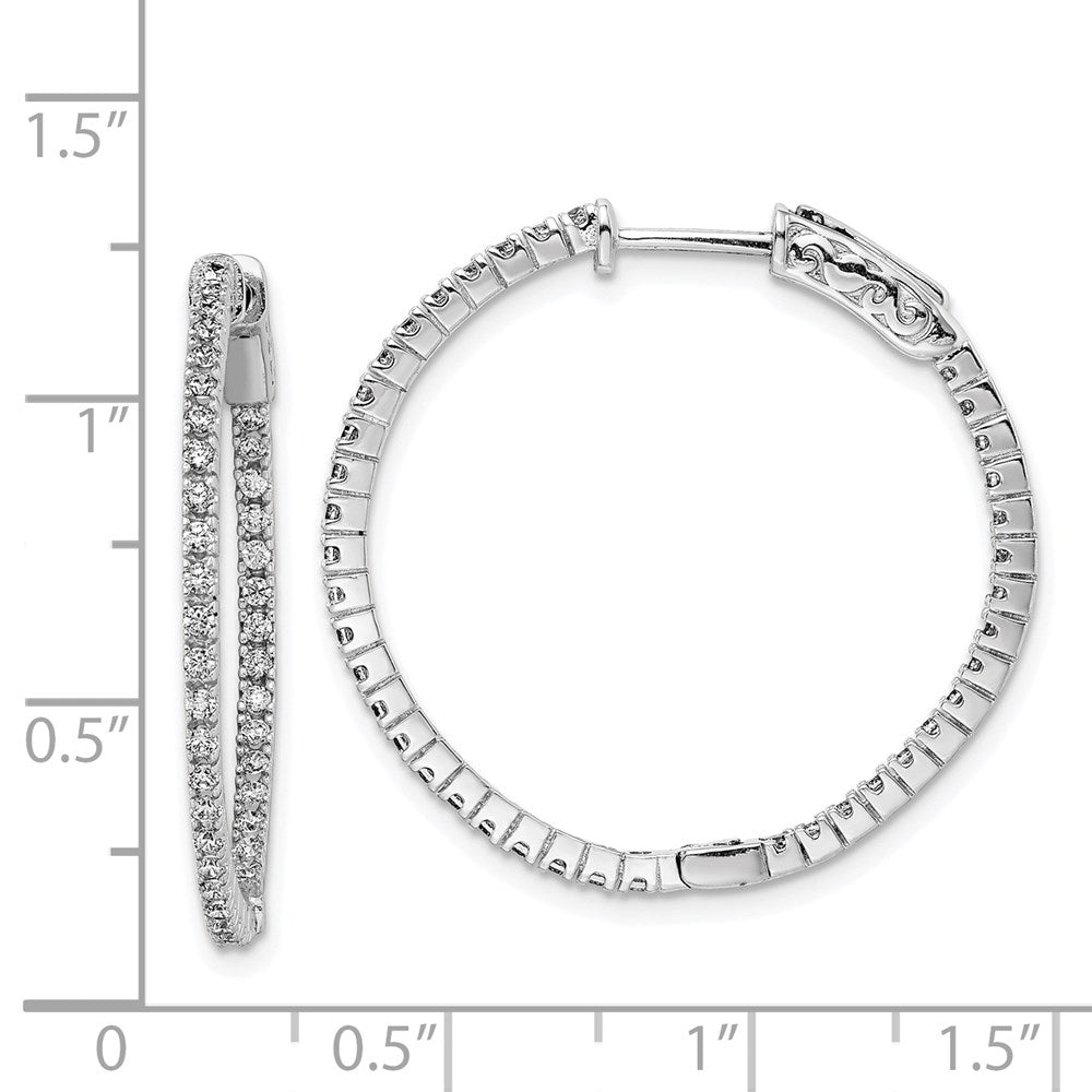 FJC Finejewelers 925 Sterling Silver Rhodium Plated CZ In and Out Hinged Hoop Earrings 28 x 29 mm