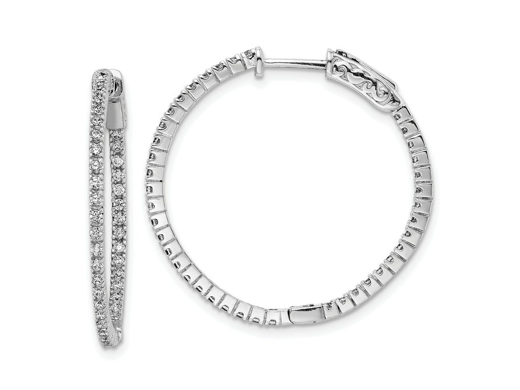 FJC Finejewelers 925 Sterling Silver Rhodium Plated CZ In and Out Hinged Hoop Earrings 28 x 29 mm