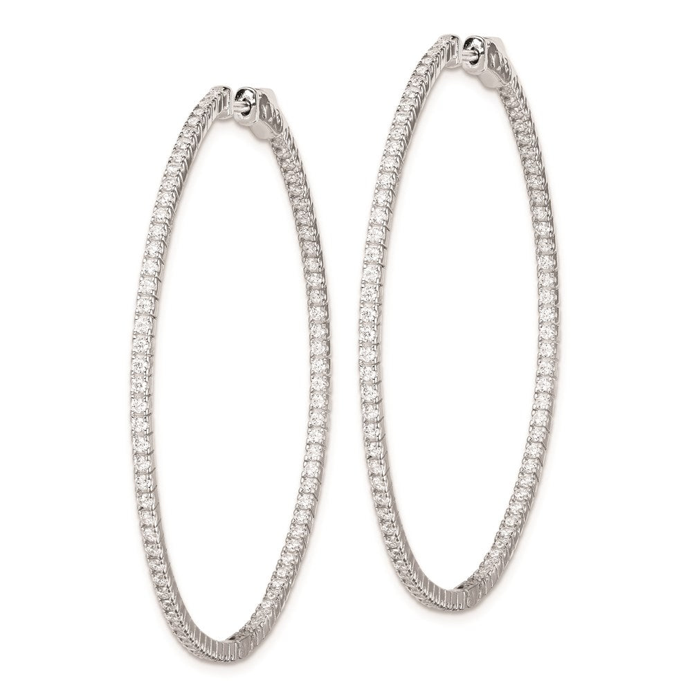 FJC Finejewelers 925 Sterling Silver Rhodium Plated CZ In and Out Round Hinged Hoop Earrings 49 x 49 mm