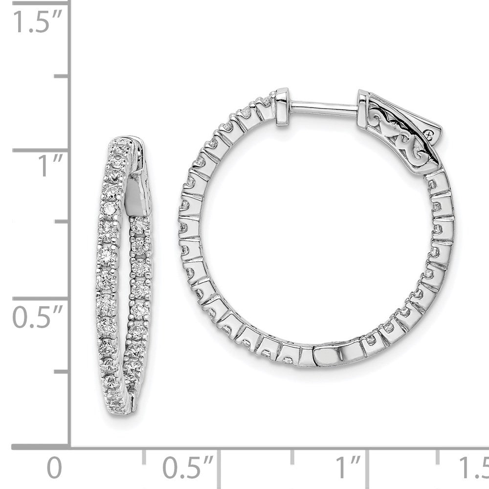 FJC Finejewelers 925 Sterling Silver Rhodium Plated CZ In and Out Hinged Hoop Earrings 23 x 23 mm