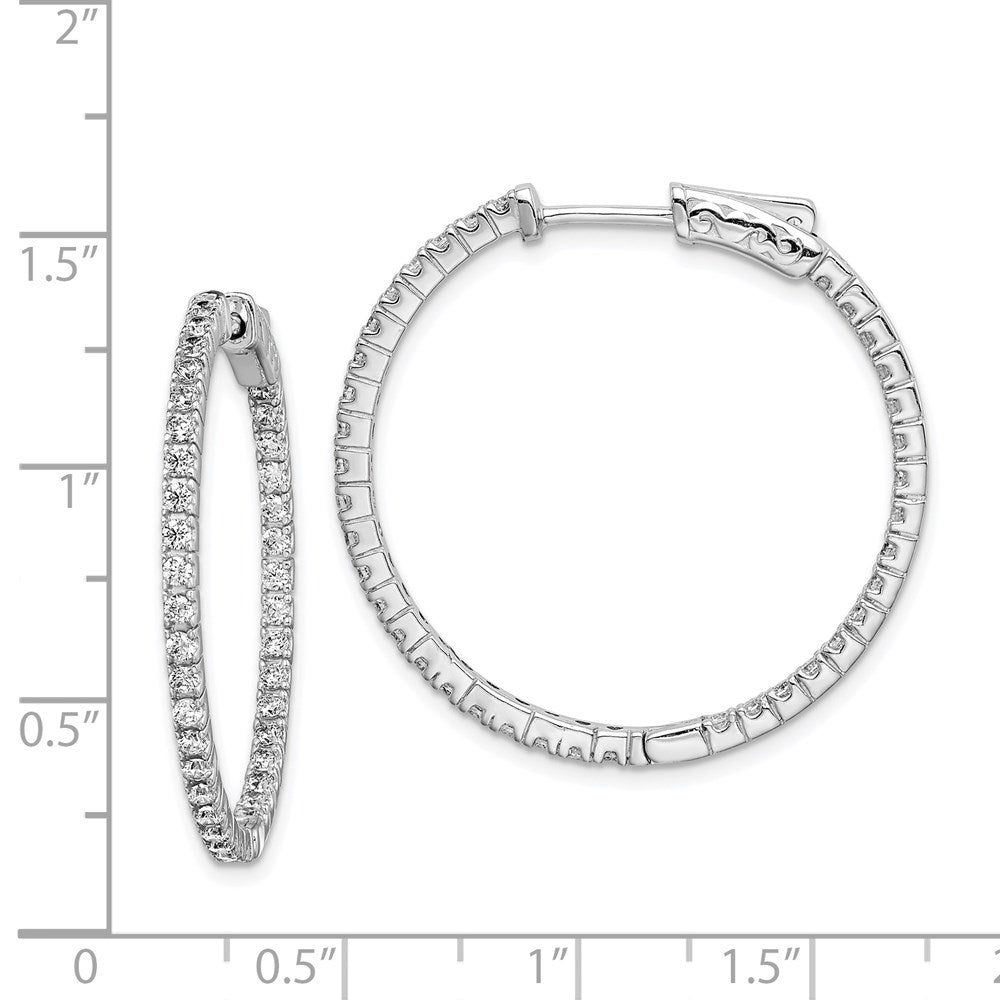 FJC Finejewelers 925 Sterling Silver Rhodium Plated CZ In and Out Hinged Hoop Earrings 31 x 31 mm