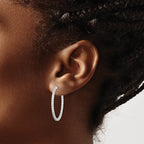 FJC Finejewelers 925 Sterling Silver Rhodium Plated CZ In and Out Hinged Hoop Earrings 31 x 31 mm