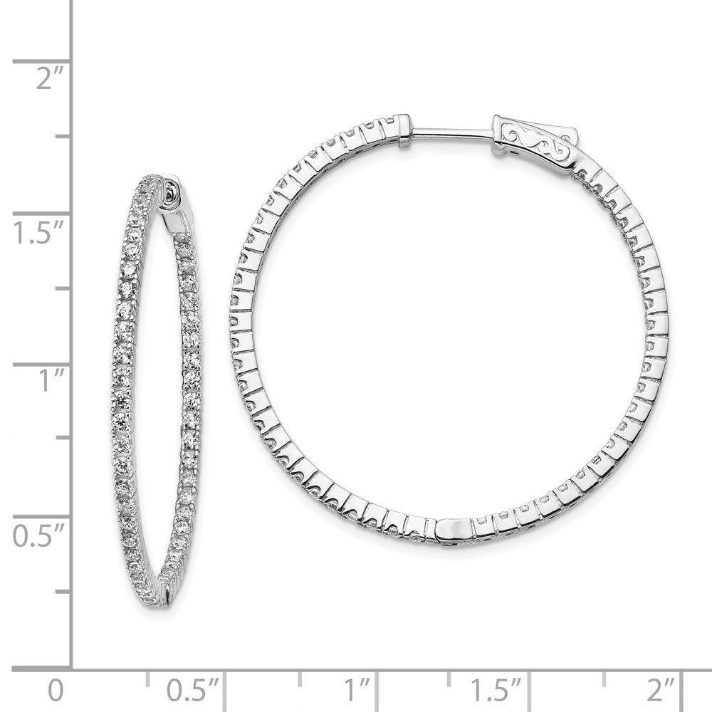 FJC Finejewelers 925 Sterling Silver Rhodium Plated CZ In and Out Hinged Hoop Earrings 36 x 37 mm