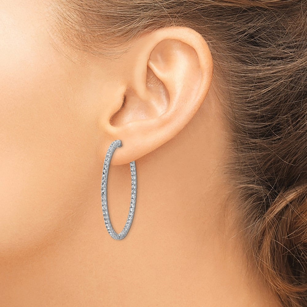 FJC Finejewelers 925 Sterling Silver Rhodium Plated CZ In and Out Hinged Hoop Earrings 36 x 37 mm