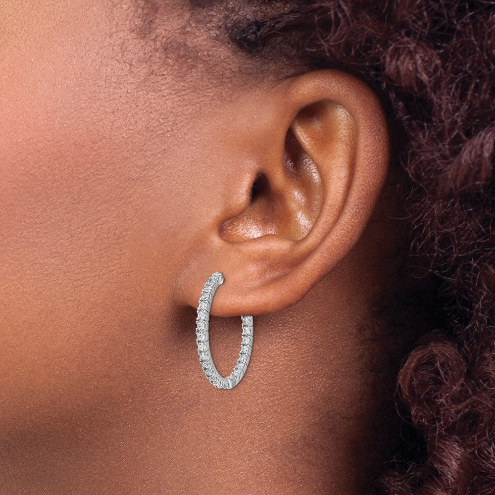 FJC Finejewelers 925 Sterling Silver Rhodium Plated CZ In and Out Hinged Hoop Earrings 26 x 26 mm