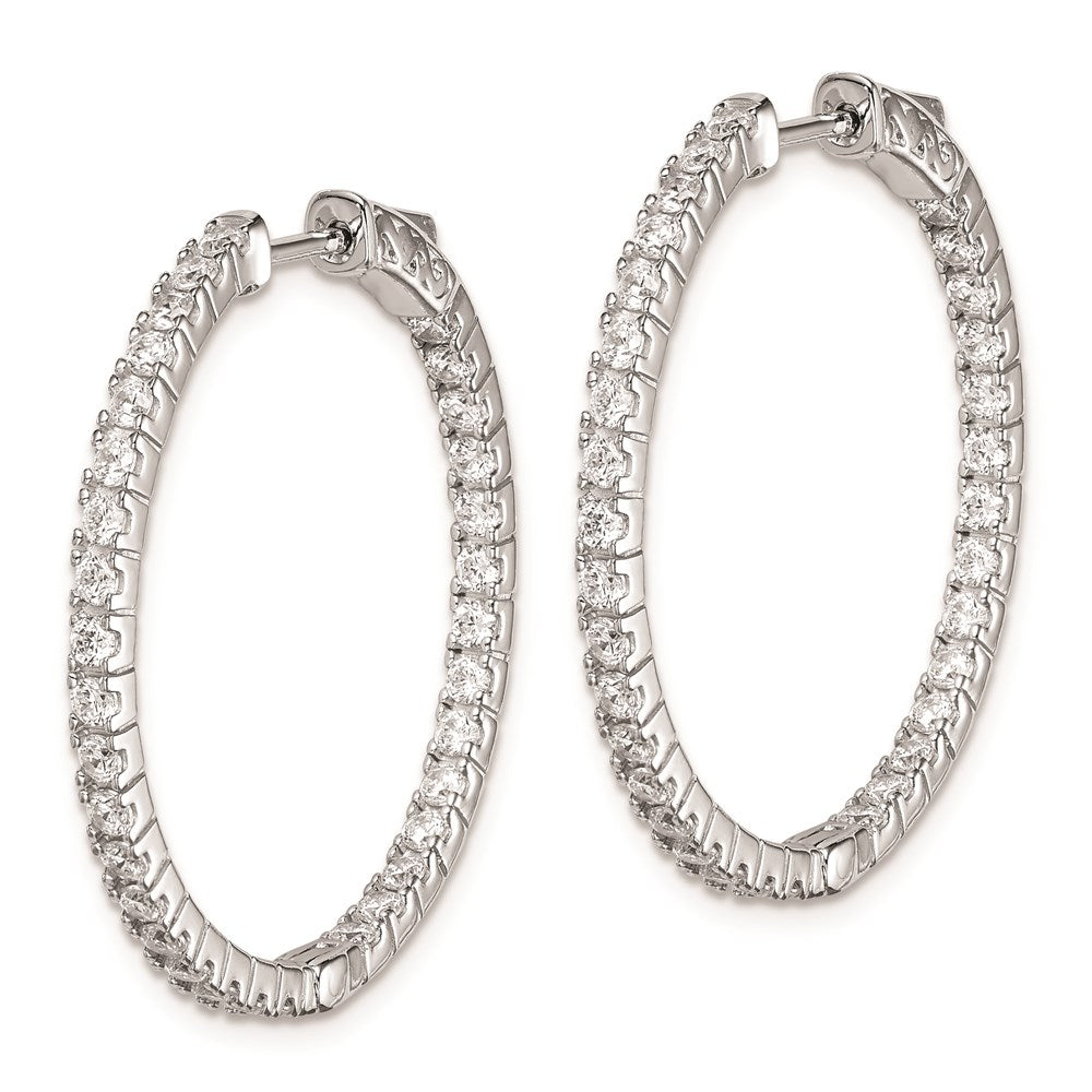 FJC Finejewelers 925 Sterling Silver Rhodium Plated CZ In and Out Hinged Hoop Earrings 30 x 31 mm