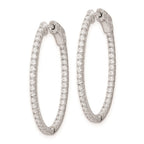 FJC Finejewelers 925 Sterling Silver Rhodium Plated CZ Hinged Oval Hoop Earrings 30 x 25 mm