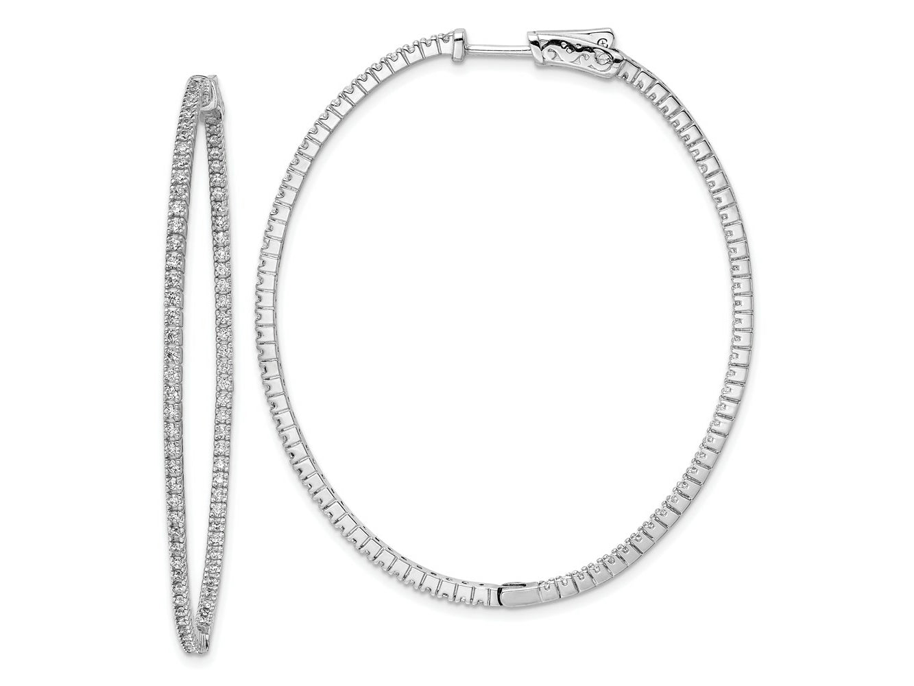FJC Finejewelers 925 Sterling Silver Rhodium Plated CZ Hinged Oval Hoop Earrings 55 x 46 mm