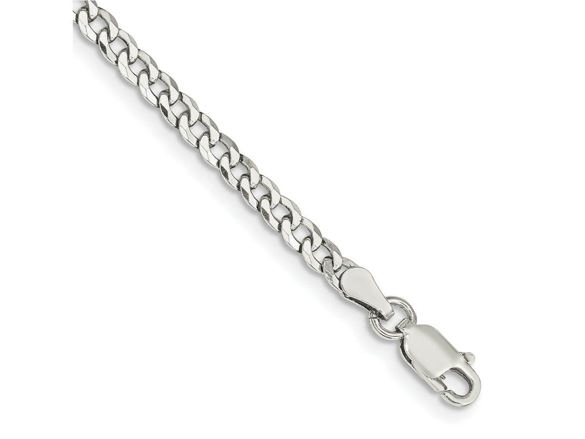FJC Finejewelers 925 Sterling Silver Beveled Curb Bracelet Chain 8 Inches x 3.2 mm