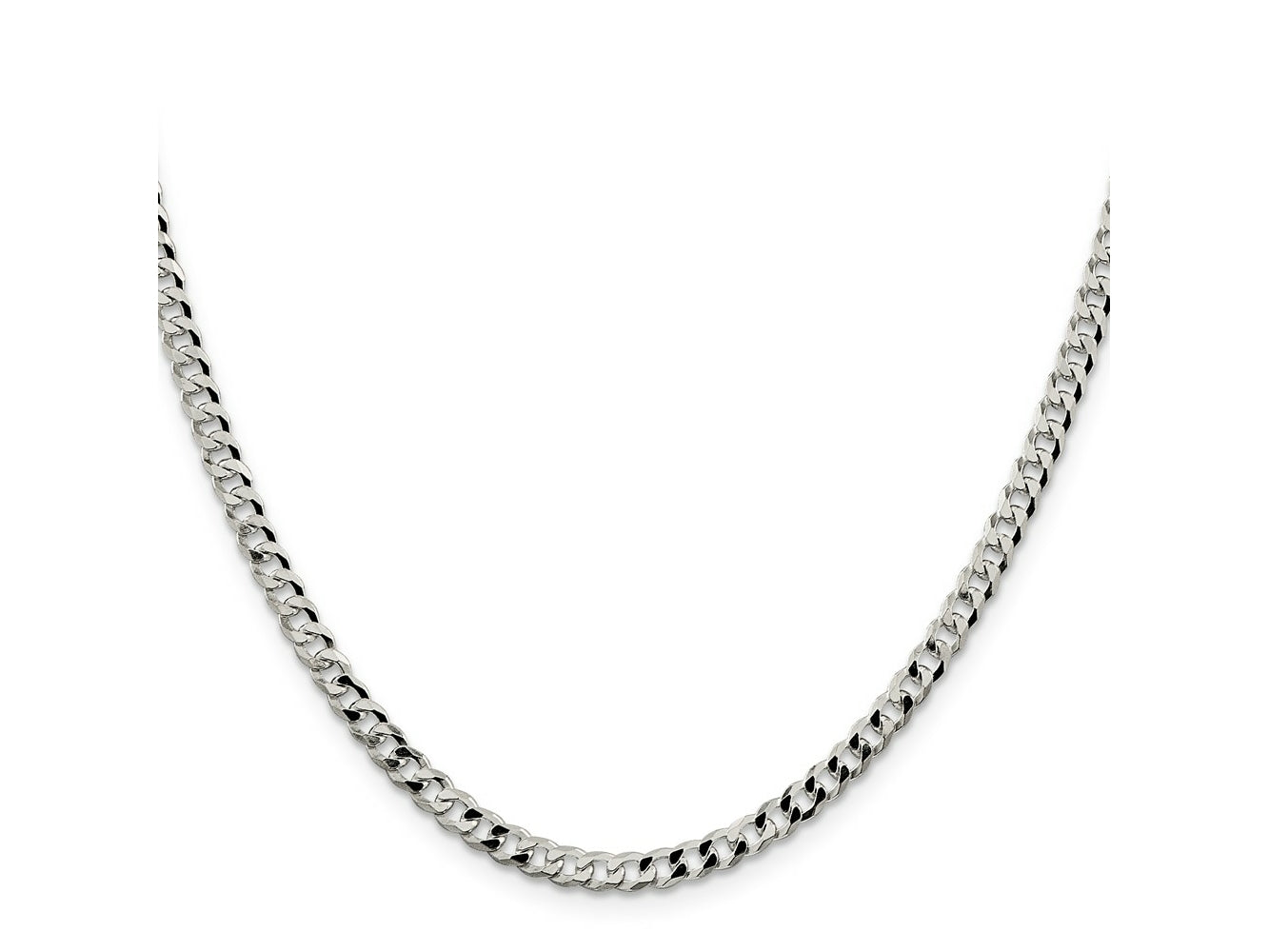 FJC Finejewelers 925 Sterling Silver Beveled Curb Chain 24 Inches x 4 mm