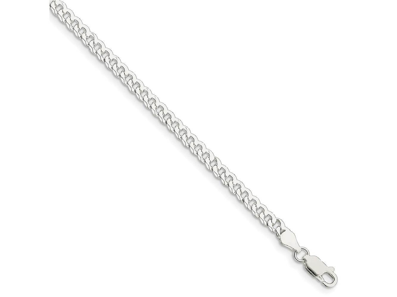 FJC Finejewelers 925 Sterling Silver Beveled Curb Bracelet Chain 7 Inches x 4 mm