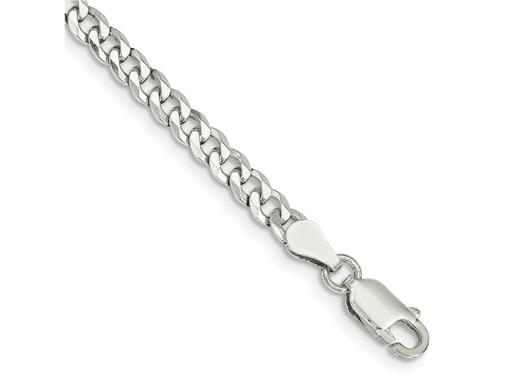 FJC Finejewelers 925 Sterling Silver Beveled Curb Bracelet Chain 8 Inches x 4 mm
