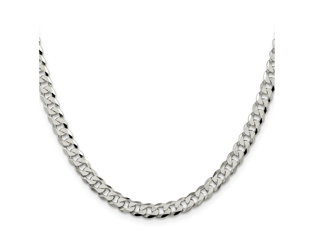 FJC Finejewelers 925 Sterling Silver Beveled Curb Chain 28 Inches x 6 mm