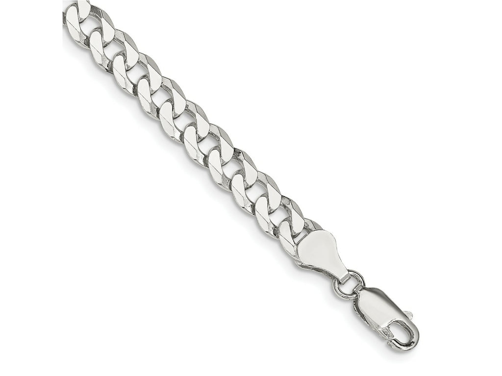 FJC Finejewelers 925 Sterling Silver Beveled Curb Bracelet Chain 8 Inches x 6 mm
