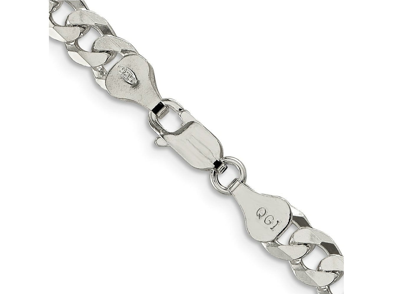 FJC Finejewelers 925 Sterling Silver Beveled Curb Bracelet Chain 9 Inches x 6 mm