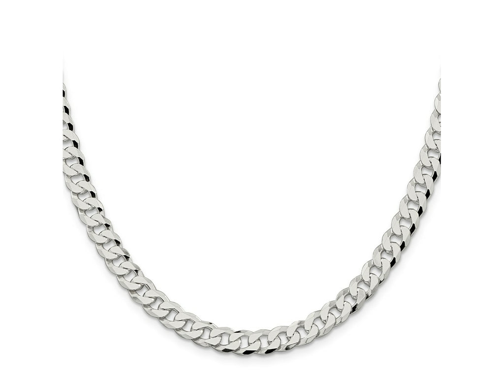 FJC Finejewelers 925 Sterling Silver Beveled Curb Chain 30 Inches x 7 mm