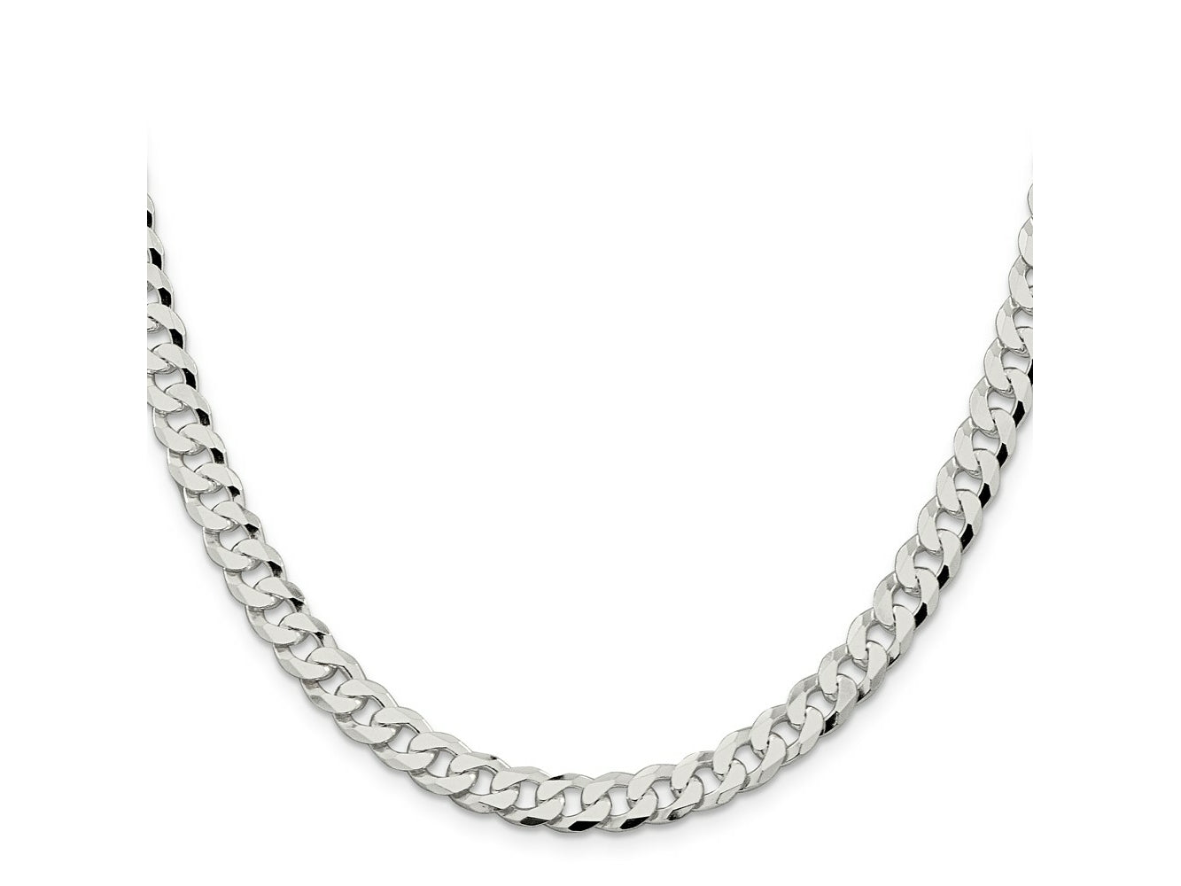 FJC Finejewelers 925 Sterling Silver Beveled Curb Chain 30 Inches x 7 mm